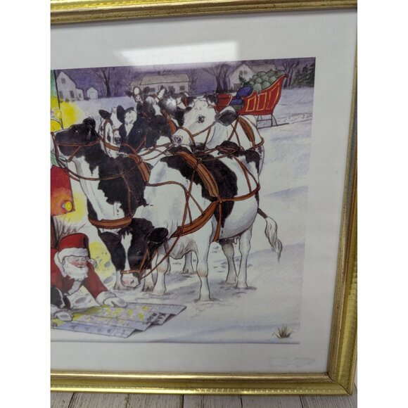 Jane McClure Jane's Prints Santa Claus with Map Cows Farm Country Framed Print - Picture 3 of 4